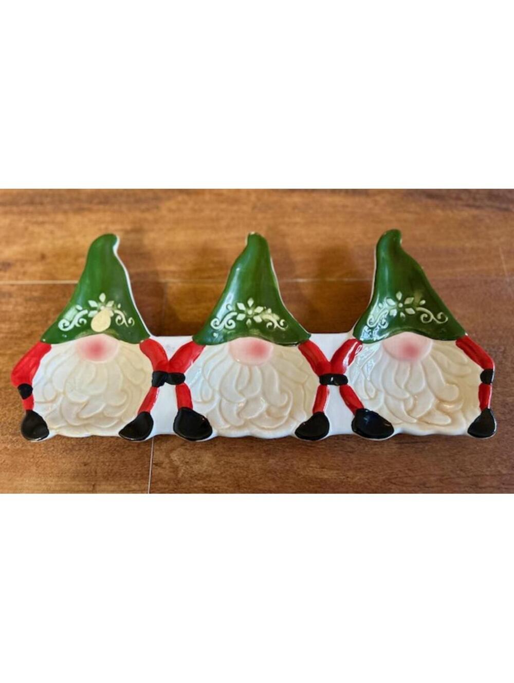 Ceramic Gnome Trio Decorative Serving Dish